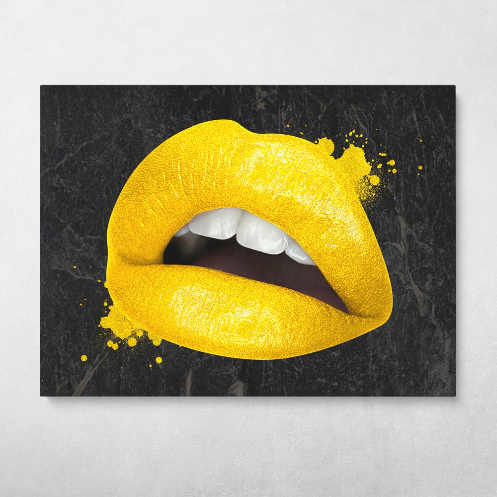 Gold Lips Fashion Modern Glam Wall Art